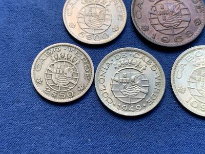 《竞宝斋》第409场 周日，周一，2场连拍 （全场包邮） 七枚一组 葡属佛得角1949-1968年 含一枚银币