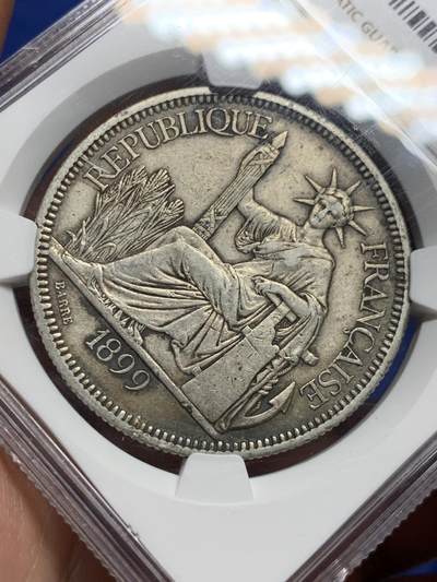 《竞宝斋》第409场 周日，周一，2场连拍 （全场包邮） NGC XF45 法属印支1899年坐洋壹元大银币 早期年份