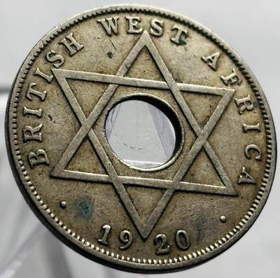 文馨钱币收藏第 267 场，长期接收代拍品 - 少见好品 1920 年英属西非乔治五世中孔 1 便士
