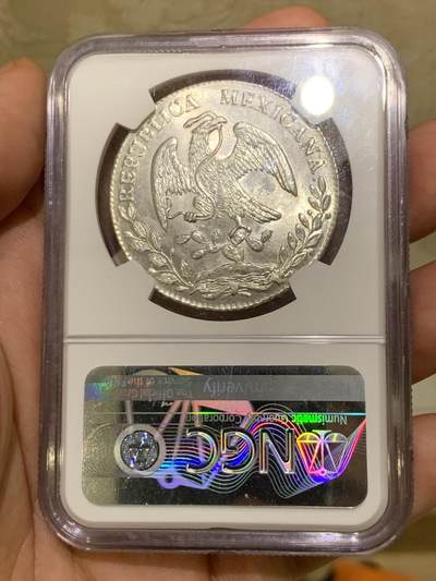 《竞宝斋》第409场 周日，周一，2场连拍 （全场包邮） NGC MS63 墨西哥 1876 CA MM 鹰洋 8瑞尔 高分极少，亚军分，同分3，更高分2。