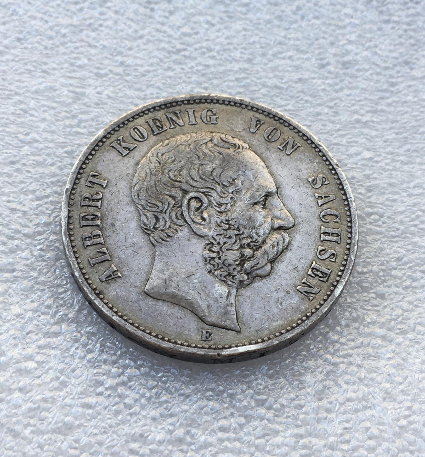 世界钱币专场拍卖 德国1898年萨克森阿尔伯特长翅5马克银币 27.8克90%银