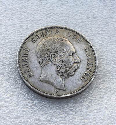 世界钱币专场拍卖 - 德国1898年萨克森阿尔伯特长翅5马克银币 27.8克90%银