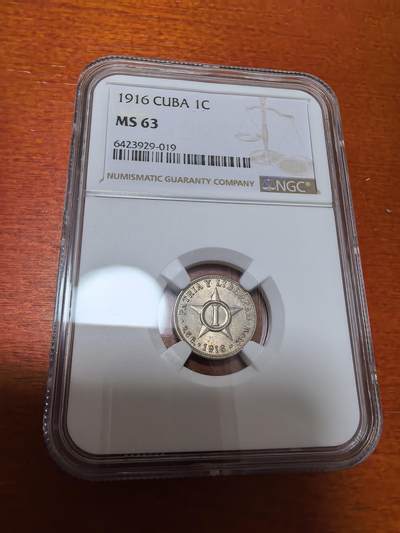 长老汇蛇年精选第三十七场拍卖 - 1916 古巴1分铜镍币，NGC MS63