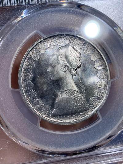 《竞宝斋》第409场 周日，周一，2场连拍 （全场包邮） PCGS MS67 意大利500里拉银币 1968文艺复兴风格少女 卷拆车轮光高分！带淡彩，PL状态！