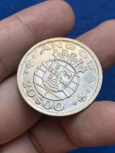 《竞宝斋》第409场 周日，周一，2场连拍 （全场包邮） 葡属安哥拉 1955年 20埃斯库多 银币 BU品相 10克 含银量72%