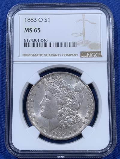 《竞宝斋》第409场 周日，周一，2场连拍 （全场包邮） - NGC MS65 美国1883年O版摩根银币
