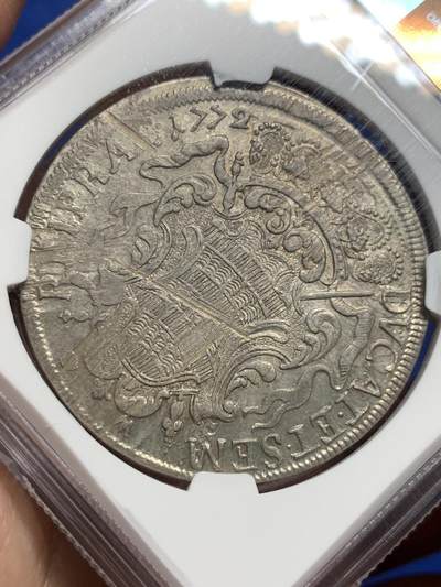 《竞宝斋》第409场 周日，周一，2场连拍 （全场包邮） 唯一冠军分 NGC MS62  拉古萨共和国 1772年 泰勒大银币