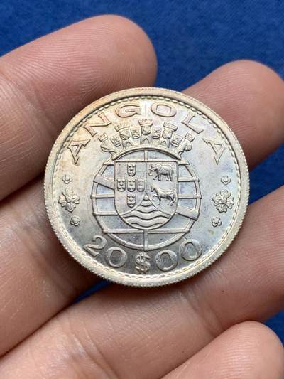 《竞宝斋》第409场 周日，周一，2场连拍 （全场包邮） - 葡属安哥拉 1955年 20埃斯库多 银币 BU品相 10克 含银量72%
