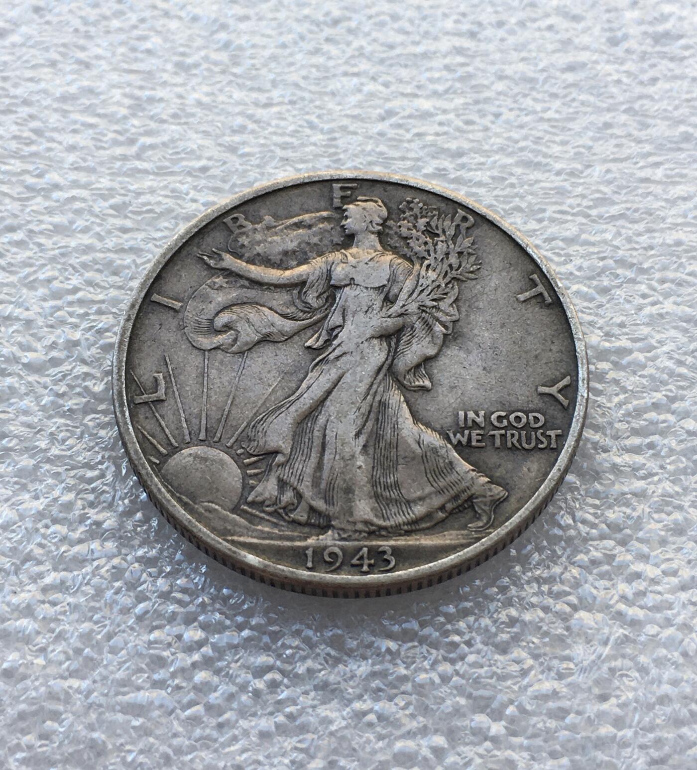 世界钱币专场拍卖 美国1943年行走女神半美元银币 12.5克90%银 品相不错