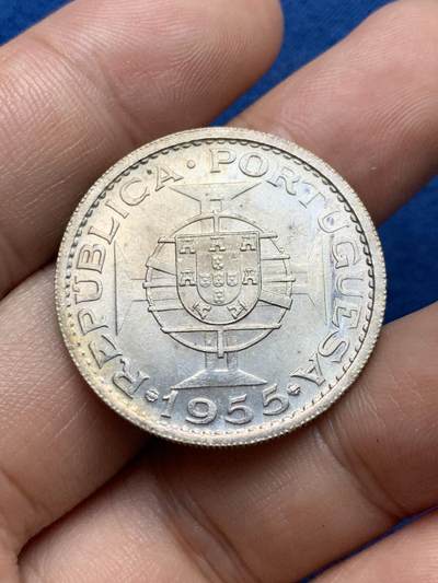 《竞宝斋》第409场 周日，周一，2场连拍 （全场包邮） 葡属安哥拉 1955年 20埃斯库多 银币 BU品相 10克 含银量72%