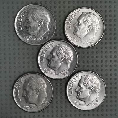 2025年第77场各国散币拍卖（总第77场） - 美国丹佛造币厂10美分5枚不同年份