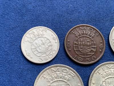 《竞宝斋》第409场 周日，周一，2场连拍 （全场包邮） 七枚一组 葡属东帝汶1958-1964年 含3枚银币