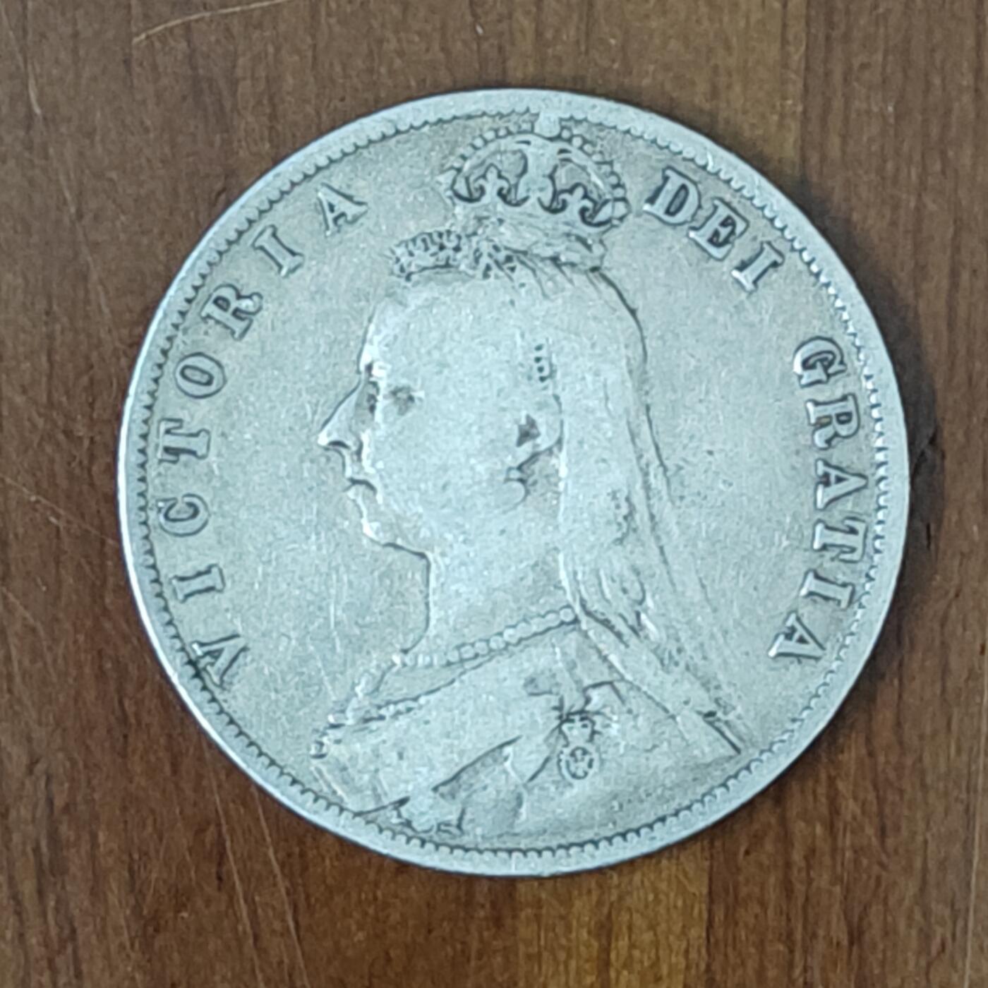 1889年英国半1/2克朗银币 维多 32.2mm 欧洲银币 