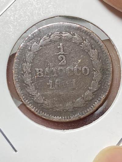 2025年第八十场(总第一百零六场）外国好品散币(免佣金) 稀少品种–教皇国1851年1/2巴奥奇铜币(教皇庇护九世时期，1851–V R)