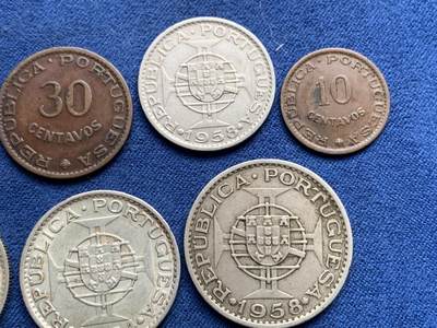 《竞宝斋》第409场 周日，周一，2场连拍 （全场包邮） 七枚一组 葡属东帝汶1958-1964年 含3枚银币