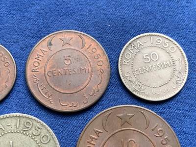 《竞宝斋》第409场 周日，周一，2场连拍 （全场包邮） 五枚一组 意托管索马里1950年 含2枚银币