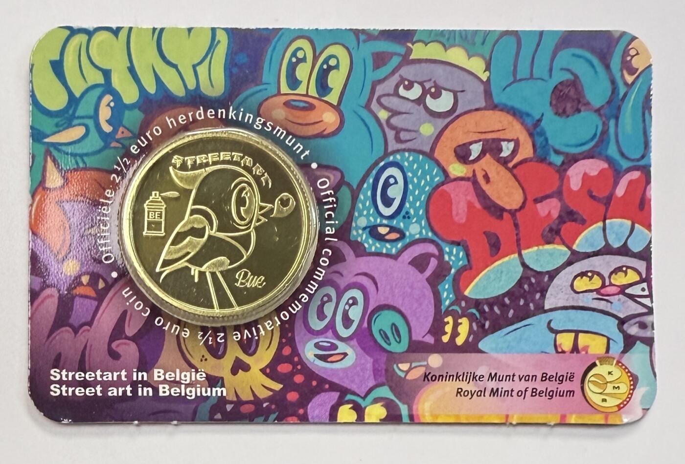 S&S Numismatic世界钱币-拍卖 第113期  比利时2025年 比利时街头艺术 2.5欧元纪念硬币官方卡币