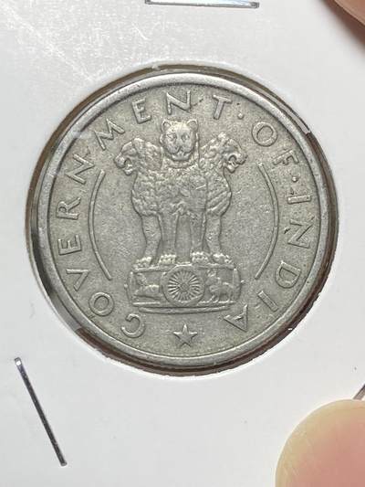 2025年第八十场(总第一百零六场）外国好品散币(免佣金) 少见–印度🇮🇳1954年1/2卢比(独立后首套币第二版，Large lion 大狮子版，无标C版加尔各答造)