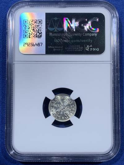 《竞宝斋》第409场 周日，周一，2场连拍 （全场包邮） NGC MS64 荷属东印度群岛（今印尼）1942年 1/10盾 银币 卷拆美品