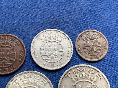 《竞宝斋》第409场 周日，周一，2场连拍 （全场包邮） 七枚一组 葡属东帝汶1958-1964年 含3枚银币