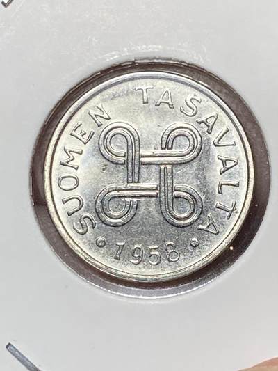 2025年第八十场(总第一百零六场）外国好品散币(免佣金) 少见好品–芬兰🇫🇮1958年1马克(共和国时期第一套第二版，镀镍铁材质版)
