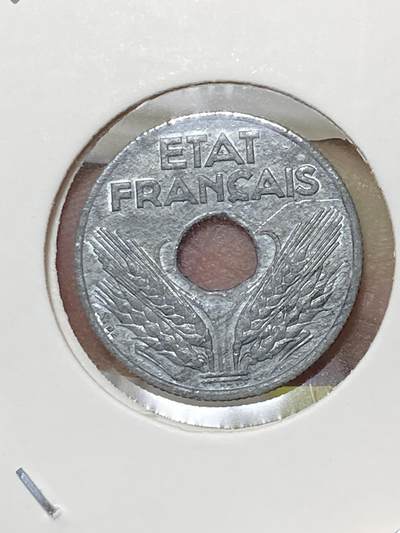 2025年第八十场(总第一百零六场）外国好品散币(免佣金) 少见好品–法国1943年10生丁锌币(维希傀儡政府时期，缩小尺寸版，首发年仅发行2年)