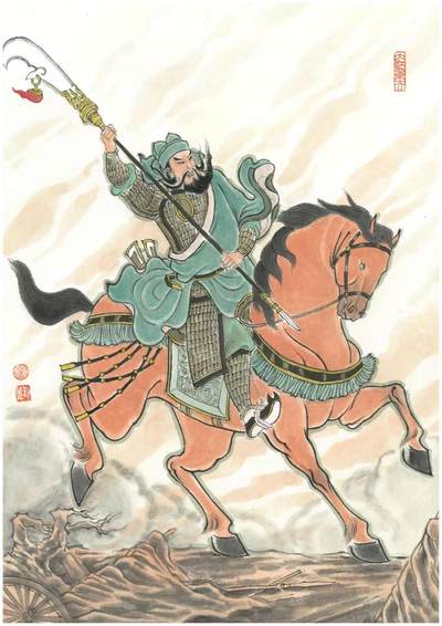 白泽拍卖卡牌手绘专场第22期中福卡展专场(离离暑云散，袅袅凉风起) - 2025 卢艺丰手绘画 五虎将关羽 A3大小