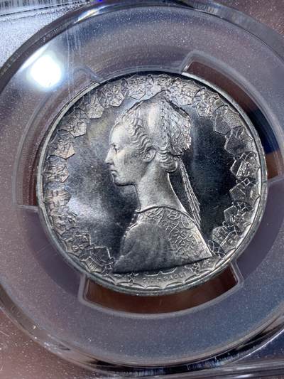 《竞宝斋》第409场 周日，周一，2场连拍 （全场包邮） PCGS MS67 意大利500里拉银币 1968文艺复兴风格少女 卷拆车轮光高分！带淡彩，PL状态！