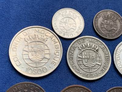 《竞宝斋》第409场 周日，周一，2场连拍 （全场包邮） 10枚一组 葡属莫桑比克1938-1951年 含3枚银币