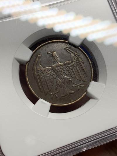 《竞宝斋》第409场 周日，周一，2场连拍 （全场包邮） NGC AU58BN 德国魏玛共和国 1932A 4芬尼 铜币