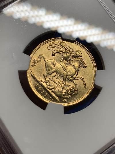 《竞宝斋》第409场 周日，周一，2场连拍 （全场包邮） NGC AU55 英国1911年乔治五世1索维林金币 8克 917金