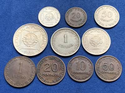 《竞宝斋》第409场 周日，周一，2场连拍 （全场包邮） 10枚一组 葡属莫桑比克1938-1951年 含3枚银币