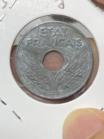 2025年第八十场(总第一百零六场）外国好品散币(免佣金) 好品–法国1943年20生丁锌币(维希傀儡政府时期，Thin flan薄版)