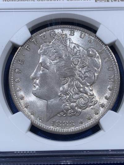 《竞宝斋》第409场 周日，周一，2场连拍 （全场包邮） NGC MS65 美国1883年O版摩根银币