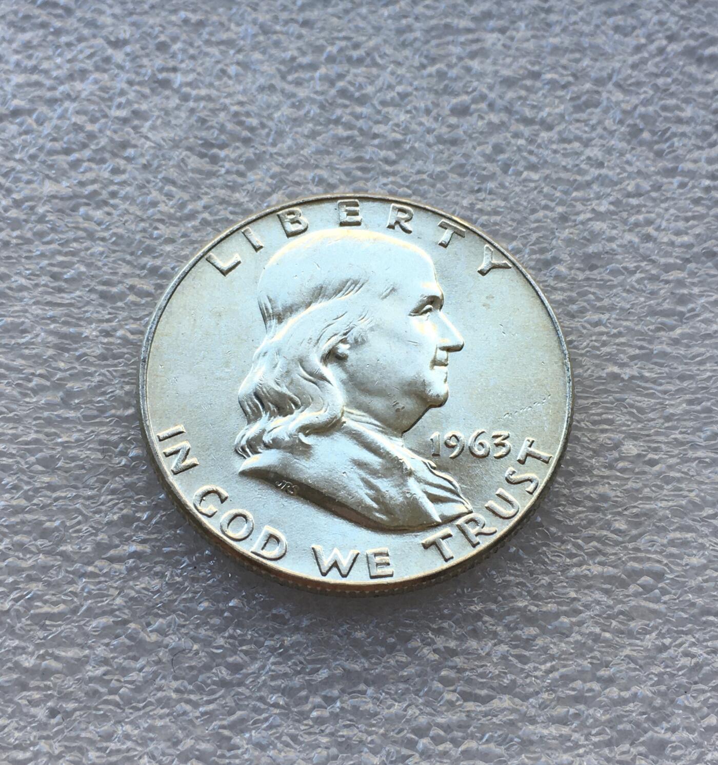 世界钱币专场拍卖 原光美国1963年富兰克林自由钟半美元银币 12.5克90%银