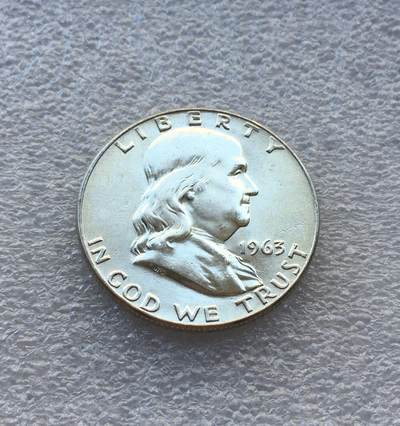 世界钱币专场拍卖 - 原光美国1963年富兰克林自由钟半美元银币 12.5克90%银