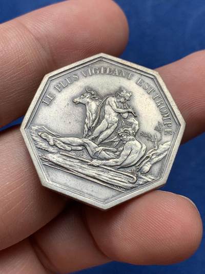 《竞宝斋》第409场 周日，周一，2场连拍 （全场包邮） 法国雅努斯双面神之“最警惕的人也会被欺骗(在大力神赫拉克勒斯第十功绩中，墨丘利吹奏笛子，让牧牛人革律翁入睡)