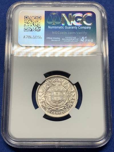 《竞宝斋》第409场 周日，周一，2场连拍 （全场包邮） NGC AUD 葡萄牙1916年自由女神20分银币 该系列筋币