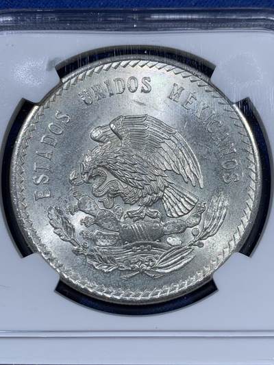 《竞宝斋》第409场 周日，周一，2场连拍 （全场包邮） NGC MS65 墨西哥1948年玛雅酋长5比索大银币 卷拆原光