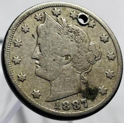 文馨钱币收藏第 267 场，长期接收代拍品 - 少见 1887 年美国自由女神 5 美分老币