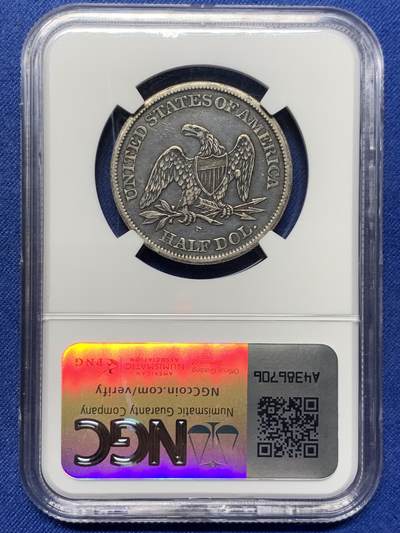 《竞宝斋》第409场 周日，周一，2场连拍 （全场包邮） NGC XF40 美国1862年坐人半美元银币 黑漆古老包浆，状态极佳