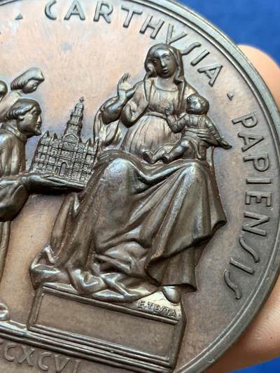 《竞宝斋》第410场 周日，周一，2场连拍 （全场包邮） 意大利帕维亚纪念大铜章 94.5克 61.5mm