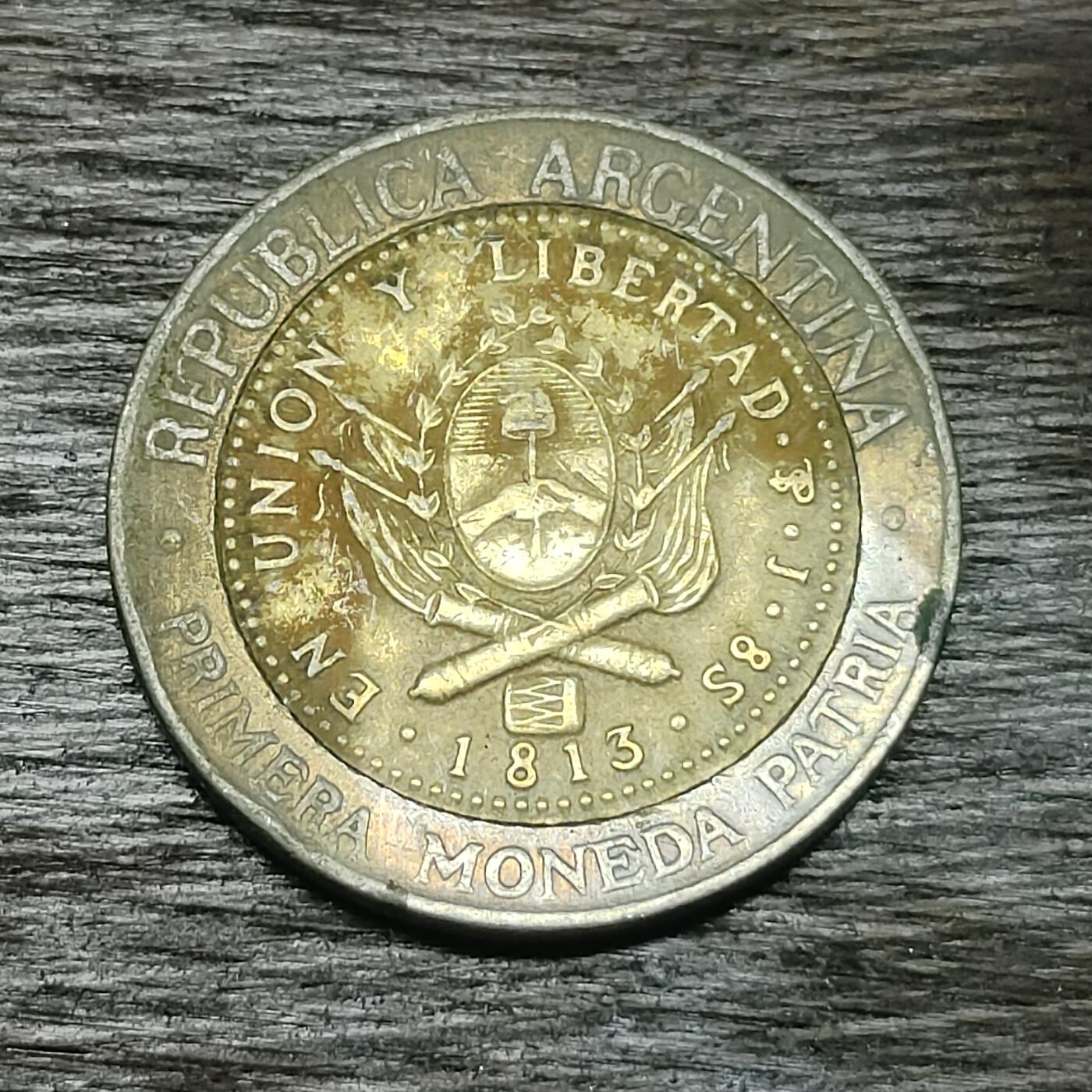 【铜匠收藏】★第130场★散币场，无佣金，30包邮。不满30元，支付5元运费。《接受代拍 代送NGC评级》 阿根廷 1913年 五月太阳 1比索 双色币