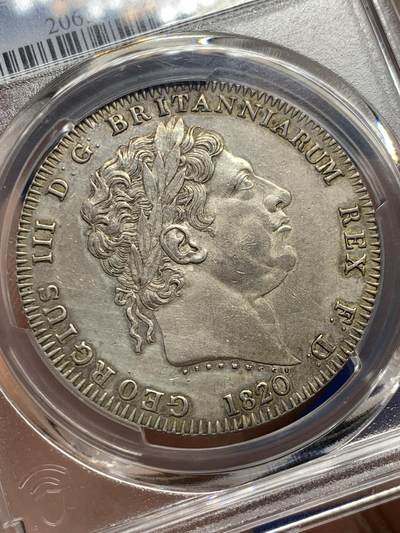 《竞宝斋》第410场 周日，周一，2场连拍 （全场包邮） PCGS AUD 英国1820乔治三世马剑大银币 见特写图