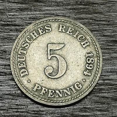【铜匠收藏】★第130场★散币场，无佣金，30包邮。不满30元，支付5元运费。《接受代拍 代送NGC评级》 - 德国 1894年 5芬尼 长翅鹰 A厂 镍币 德意志第二帝国