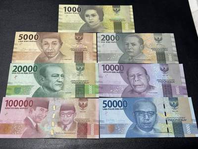 外国纸币专场250823第五十二场 - 印度尼西亚2016年版7张大全套（1千一10万卢比）全新品相UNC。