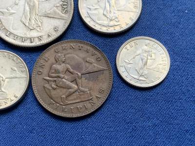 《竞宝斋》第410场 周日，周一，2场连拍 （全场包邮） 五枚一组 美属菲律宾1937-1945年 含3枚银币