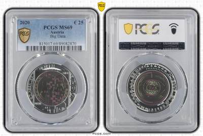 S&S Numismatic世界钱币-拍卖 第113期  - 获奖币*奥地利2020年 大数据 25欧元银+铌双色纪念币盒证齐全，PCGS MS69