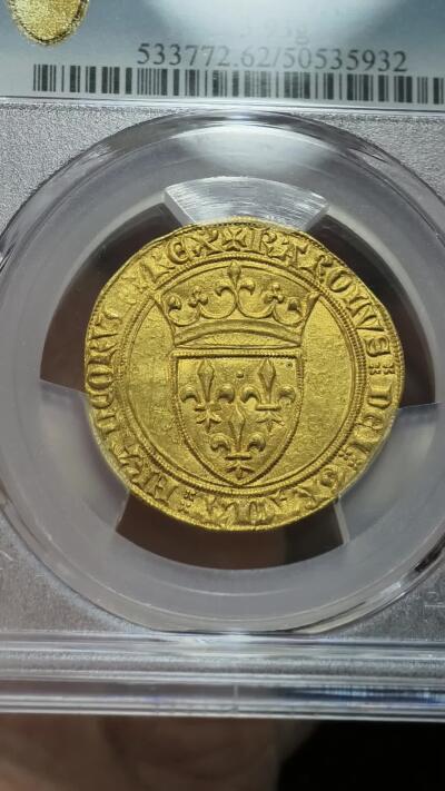 PCGS-MS62法国中世纪查理六世大埃居金币
