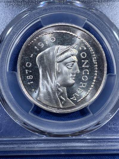 《竞宝斋》第410场 周日，周一，2场连拍 （全场包邮） PCGS MS67 意大利1970年罗马建都百年1000里拉纪念银币，高分